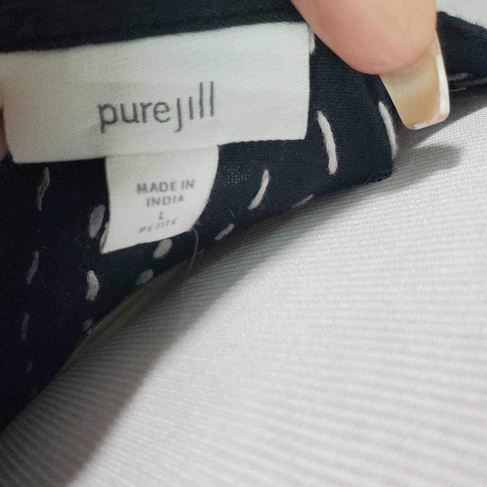J. Jill Pure Jill Easy A-line Maxi Dress Black/White Lagenlook Cotton Boho Belt - Picture 8 of 15